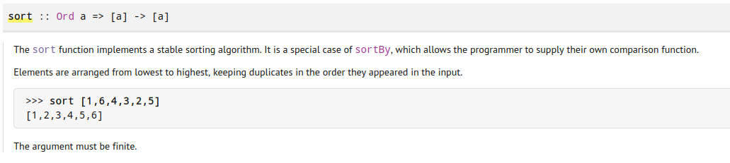 sort function from haskell standard library